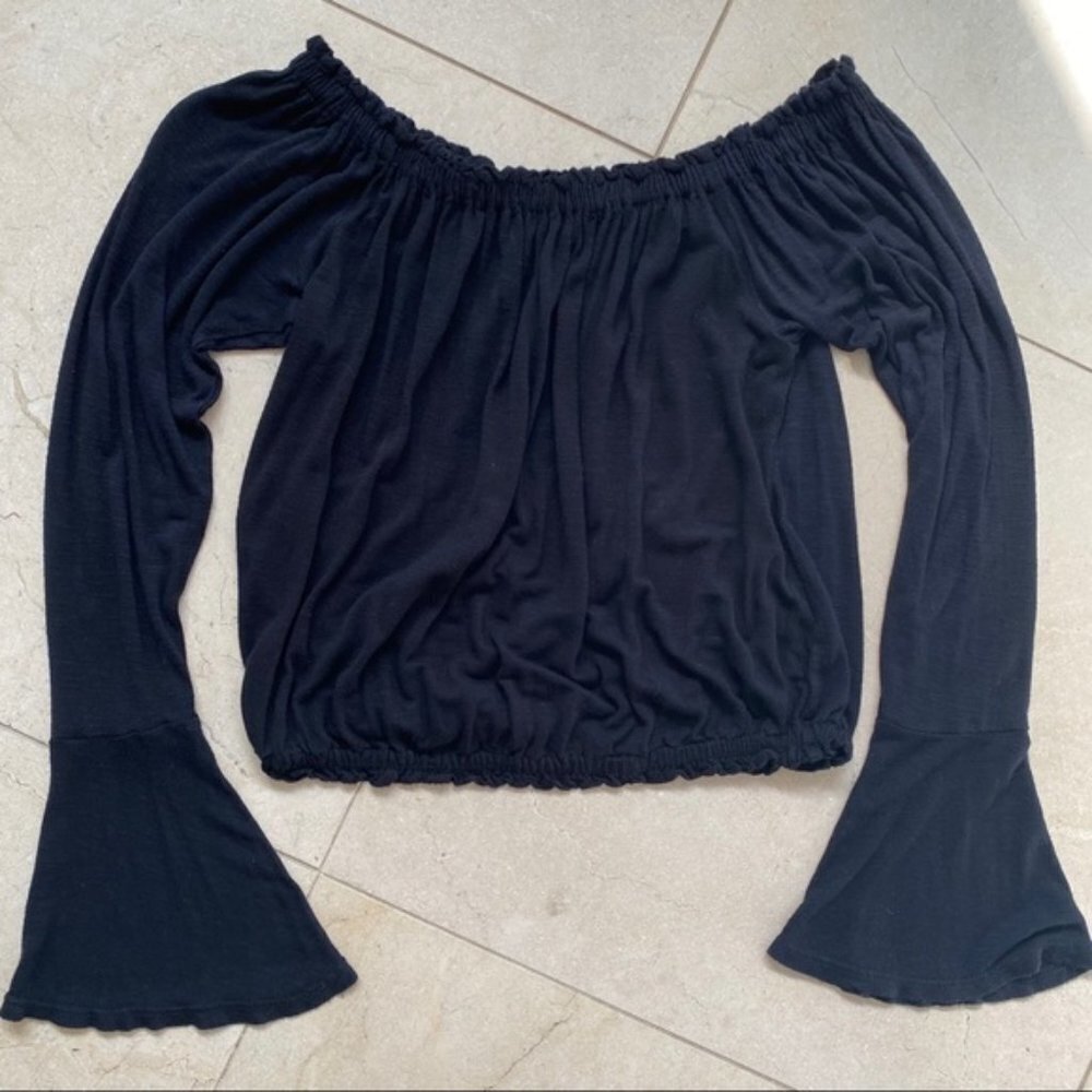Emma & Sam off Shoulder Crop Top Black XS